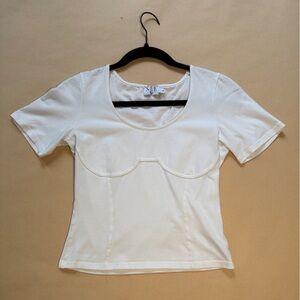 White Short Sleeve Top with Boning